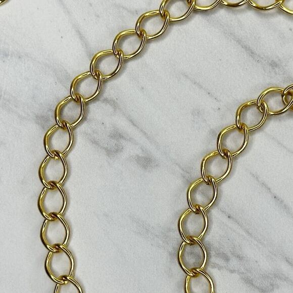 Gold Tone Chain Link Belt Tassel Charm Y2K Festival One Size (OS) ✨ - Picture 8 of 11